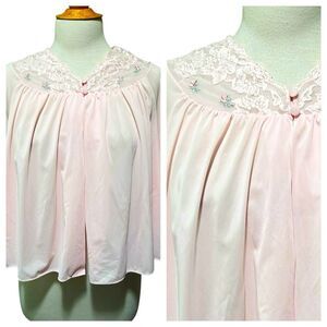 Vintage Shadowline Pastel Pink Nylon Bed Jacket Robe - Medium